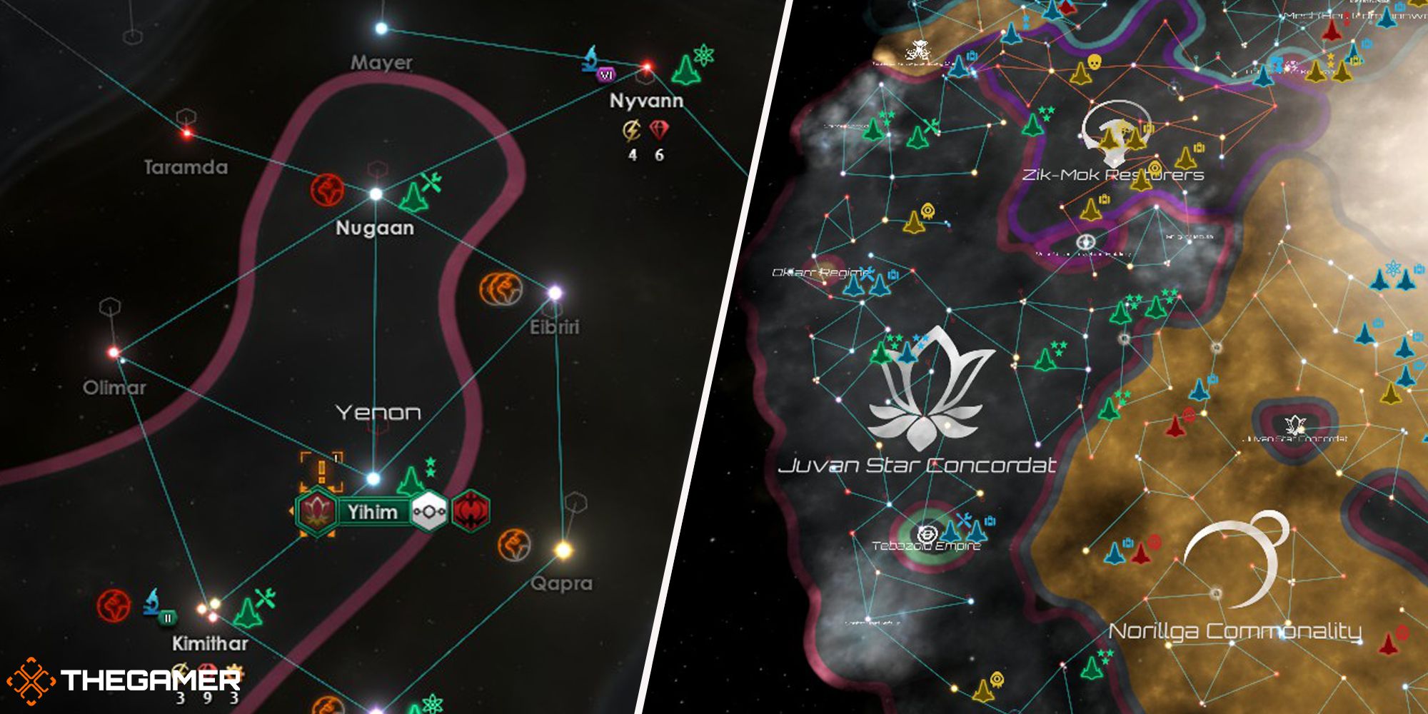 Stellaris - small empire on left, large empire on right