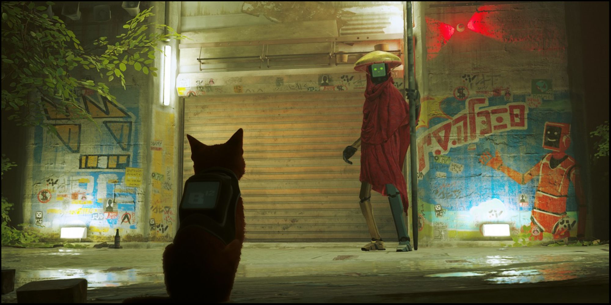 Stray - Cat meeting first robot in the Slums