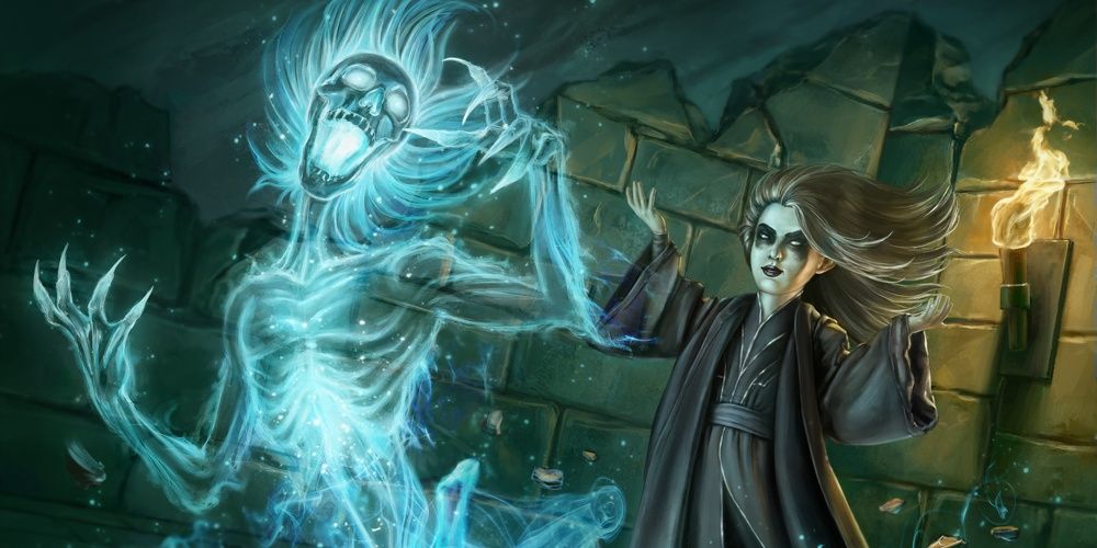 Ghost rises from necromancer magic
