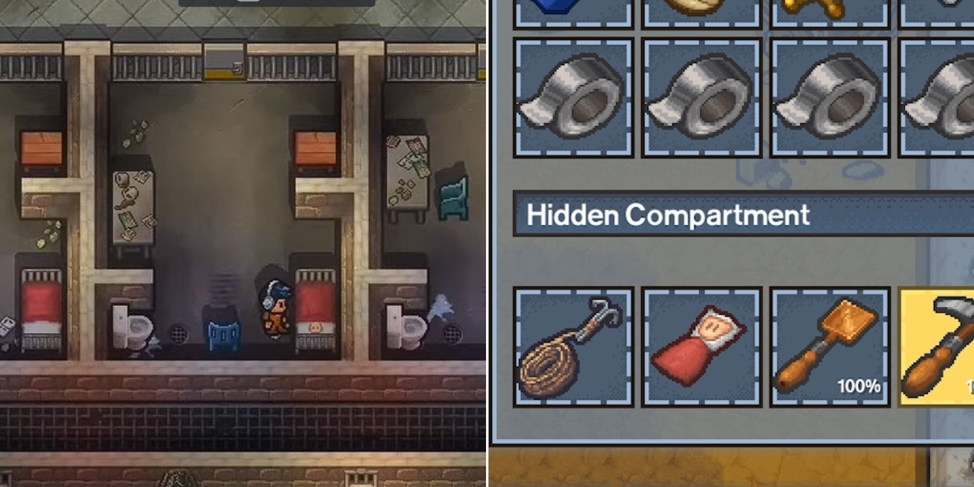 The Escapists 2 - Putting a Bed Dummy in a bed - Bed Dummy in hidden compartment
