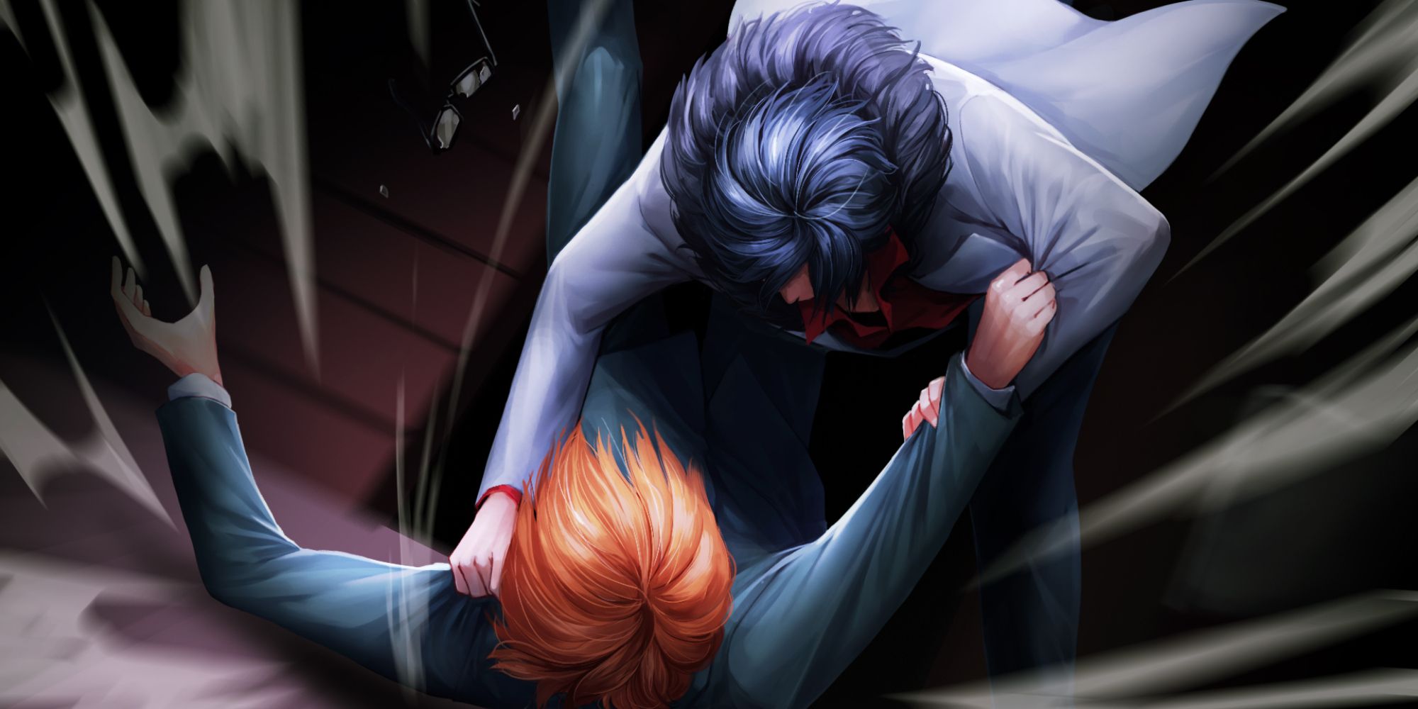 Screenshot Of The Letter  Horror Visual Novel One Character Slamming Another