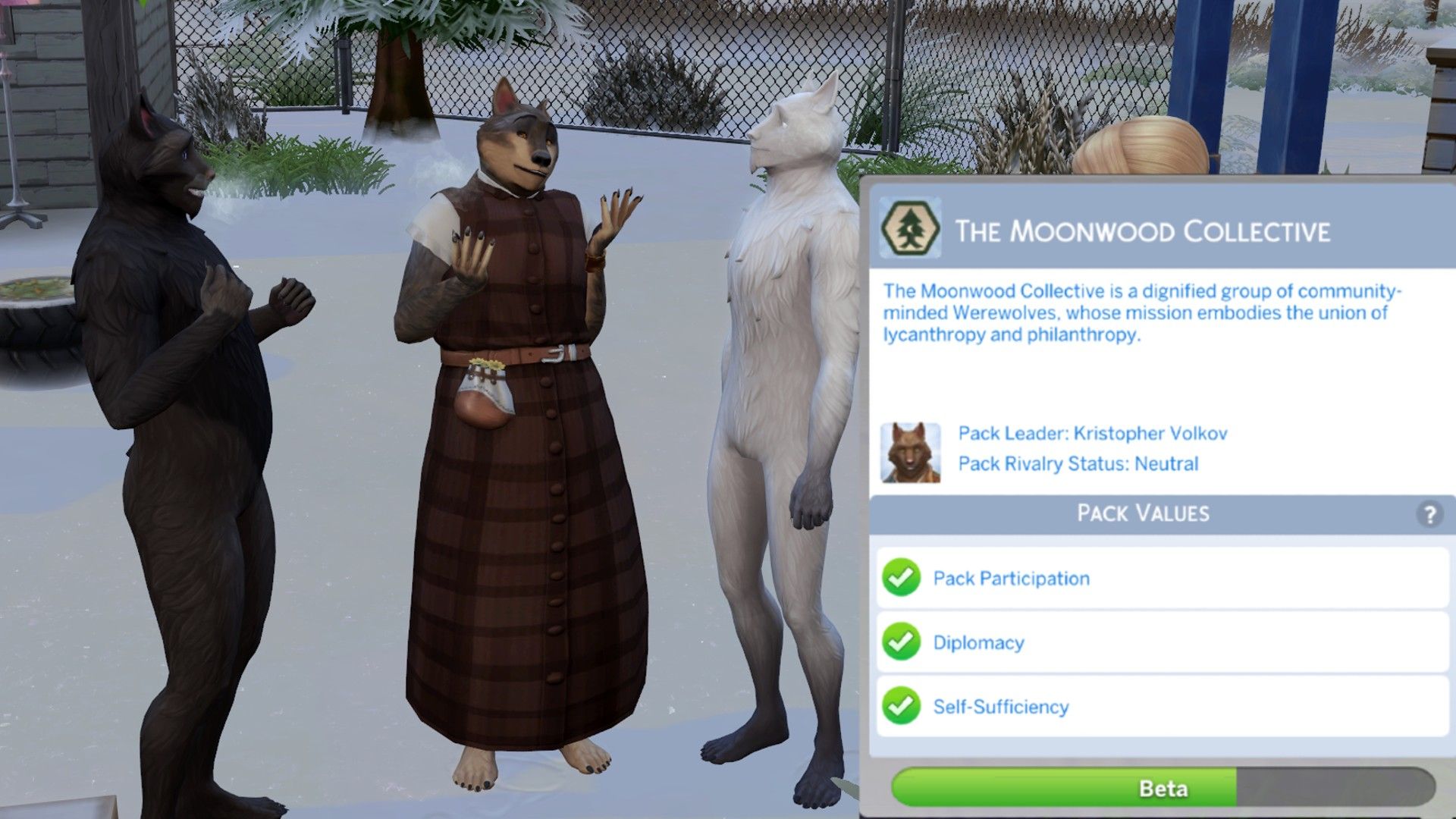 Collective Pack members chatting happily in Moonwood Mill in The Sims 4