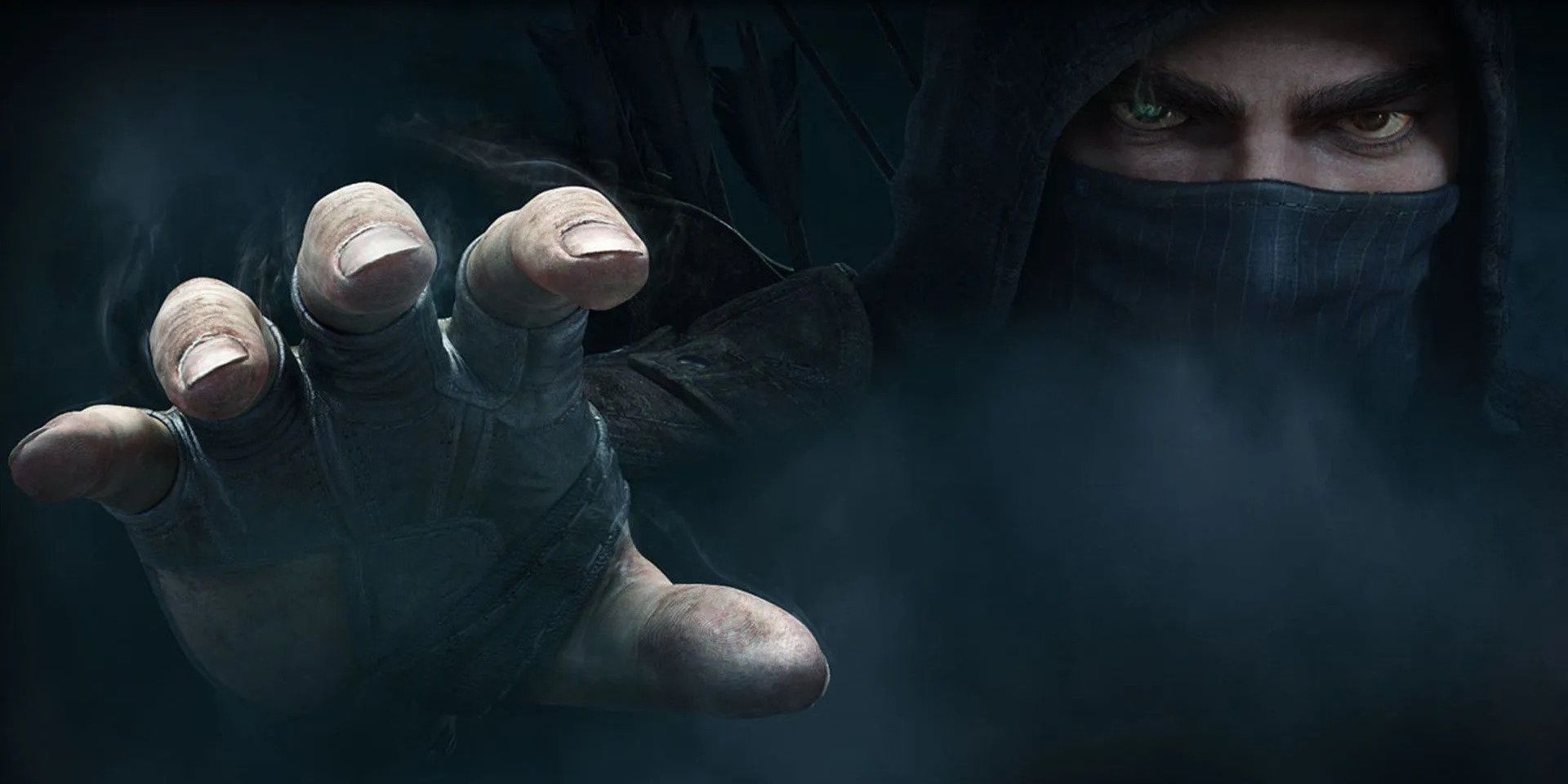 Garrett from Thief reaching his hands towards you