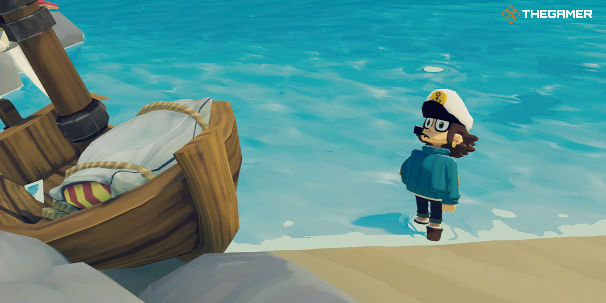 Time on Frog Island - player looking at their wrecked boat