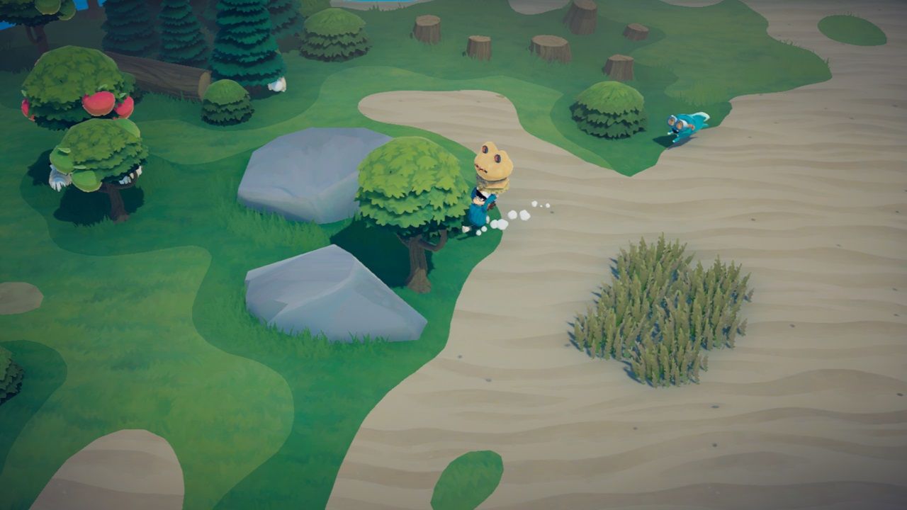Time on Frog Island tadpup following player as they carry scarecrow head