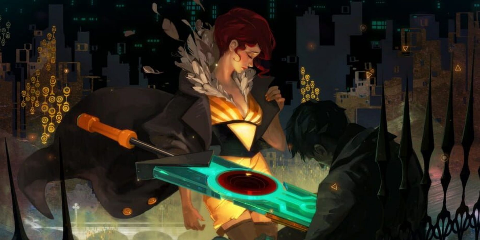 Transistor artwork featuring Red and the sword