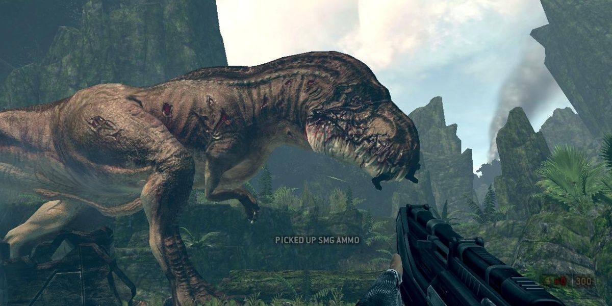 Aiming at a T-Rex