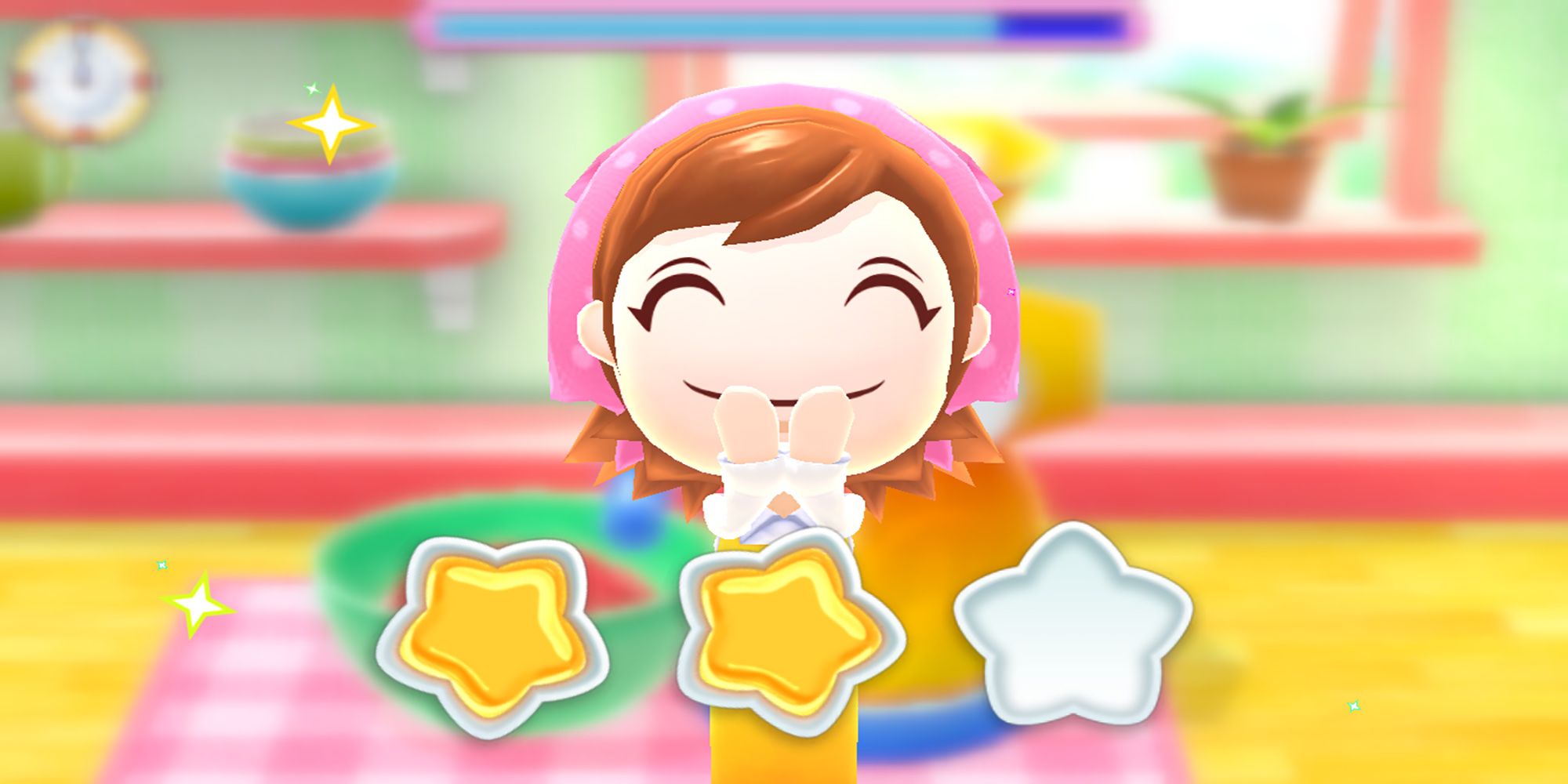 Cooking Mama, impressed with your meat grinding skills, tells you to "keep it up," in Cooking Mama: Cuisine!