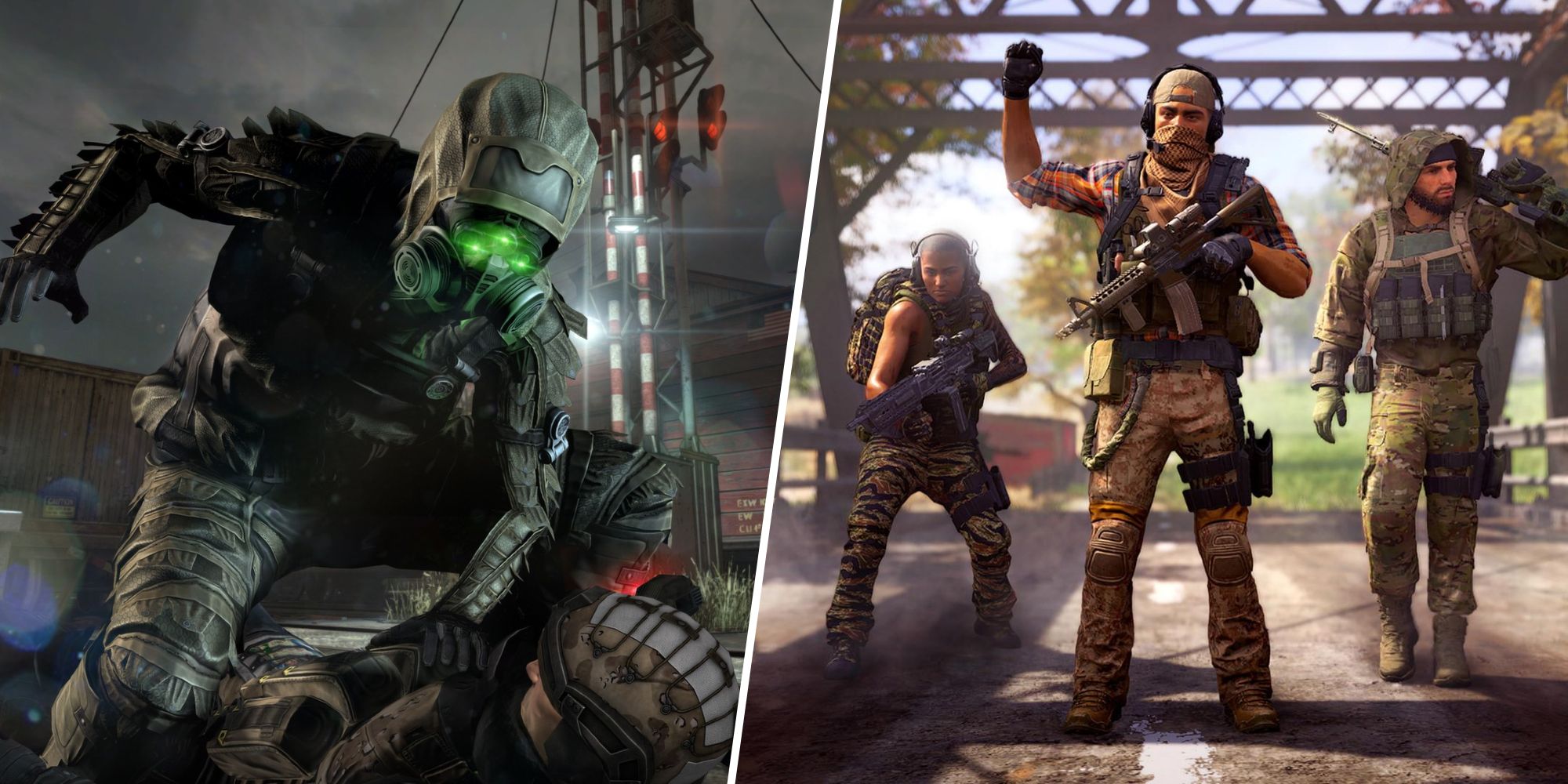 A soldier in Splinter Cell and soldier from Ghost Recon Frontline