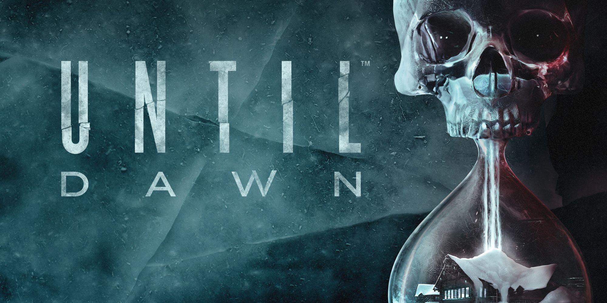 Until Dawn Cover Art Of A House In A Skull Sand Timer 