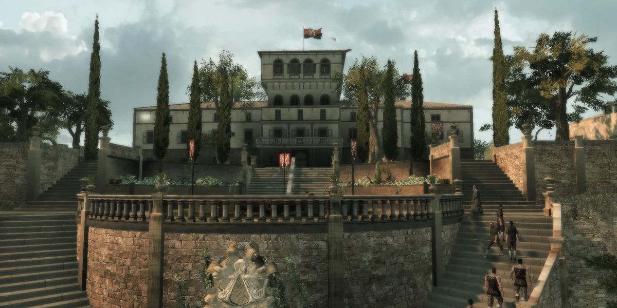 Wide shot of the Villa Auditore in Assassin's Creed 2