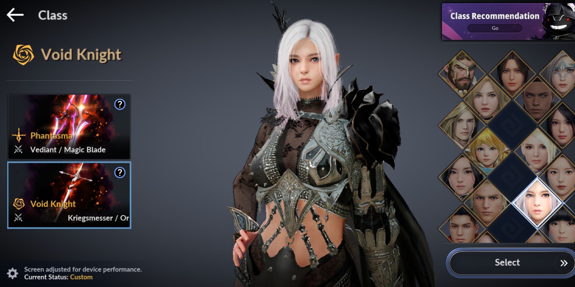 Void Knight Phantasma class selection Black Desert Mobile