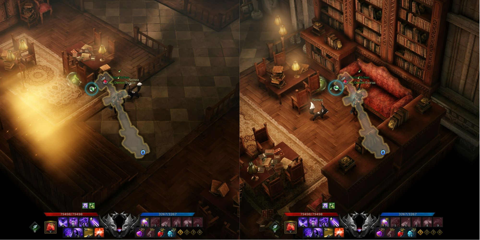 Lost Ark split image of Wisdom Isle mokoko seeds 1 and 2 locations with minimaps open