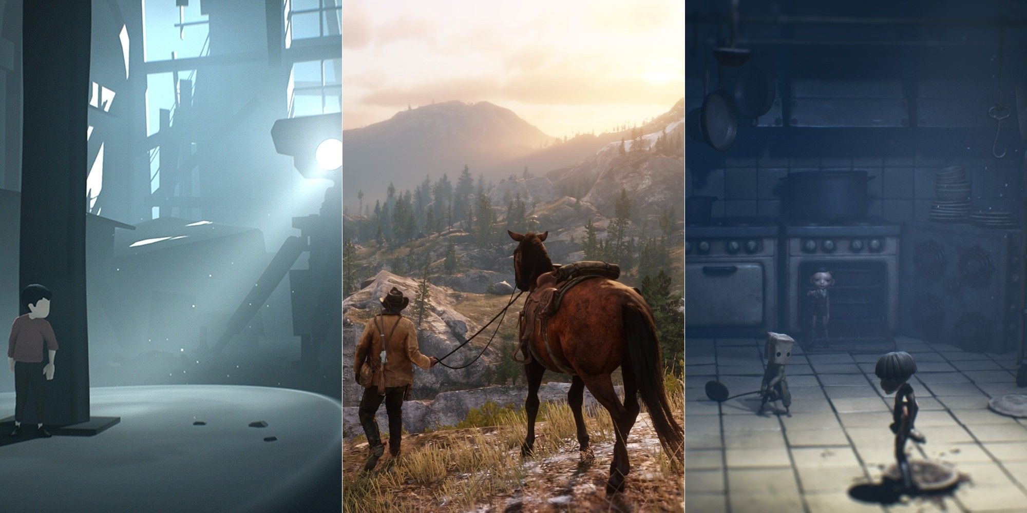 Games Where You Are On The Run Feature Image - Inside, RDR2, Little Nightmares