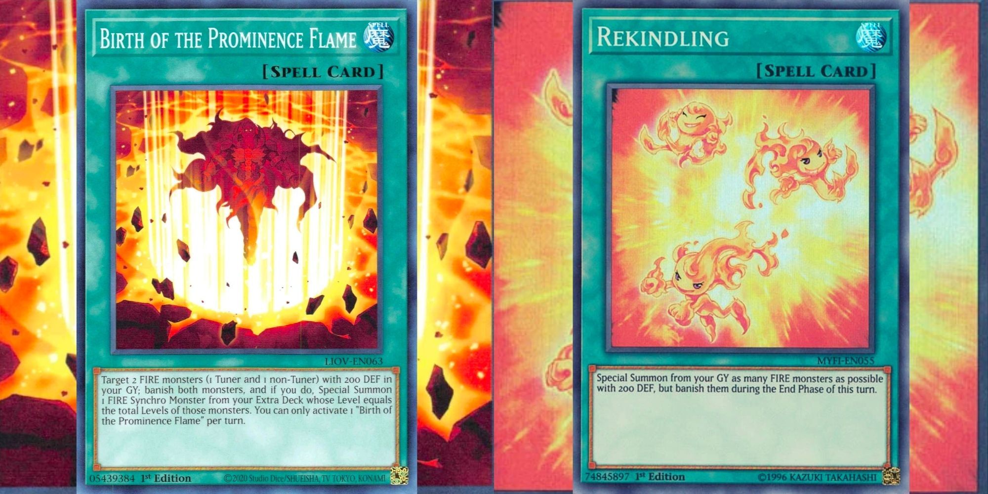 Birth of the Prominence Flame and Rekindling cards in Yu-Gi-Oh!