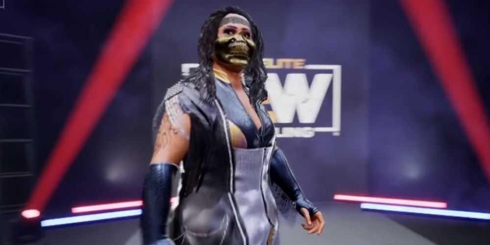 aew fight forever nyla rose gold skull mask