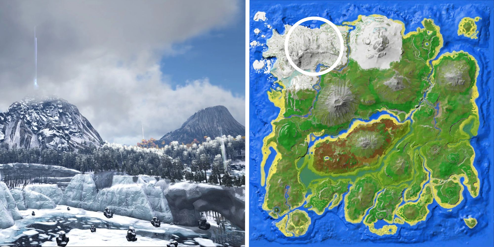 image of whitesky peak next to image of location on map
