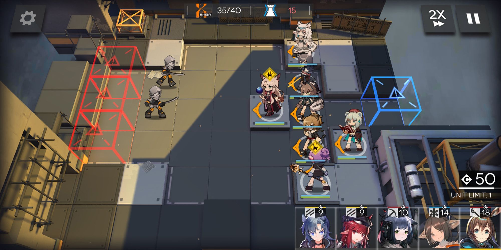 arknights placing operators on tiles to defend against enemies