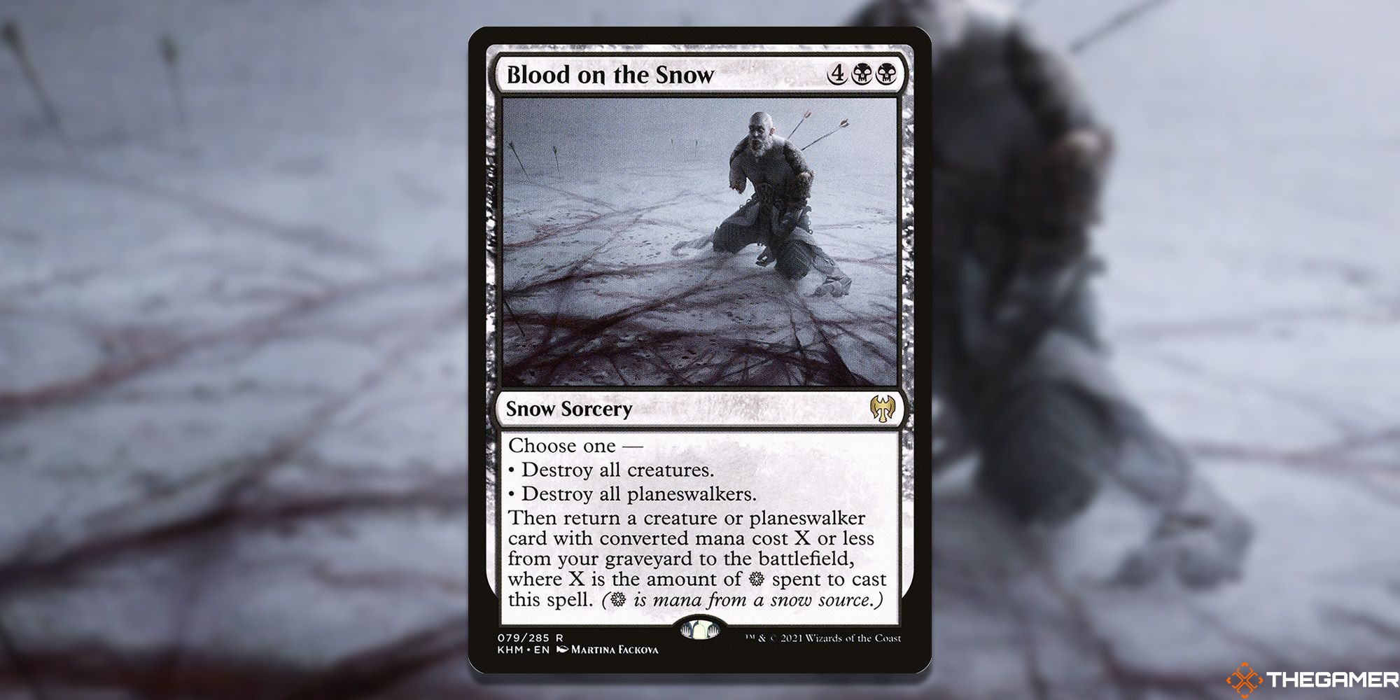 Blood On The Snow Magic: The Gathering Card overlaid over artwork.
