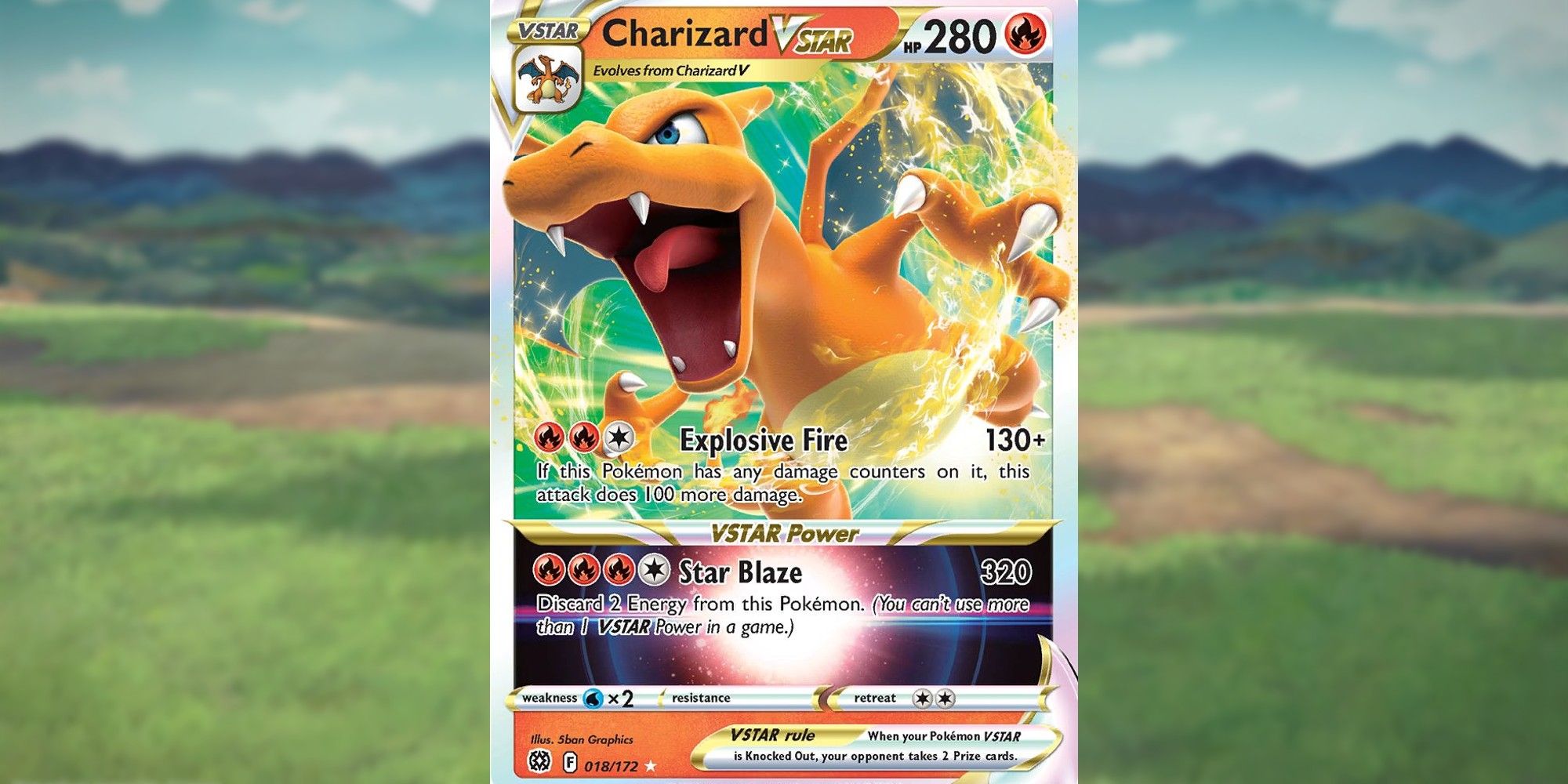 Charizard VSTAR with blurred background