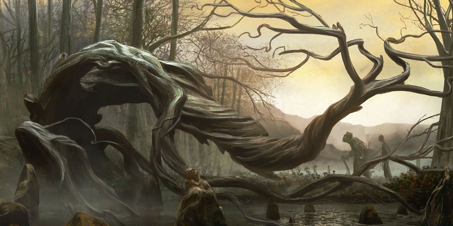 Dungeons And Dragons Gnarled Tree Twisted In Swamp Computer Concept Art