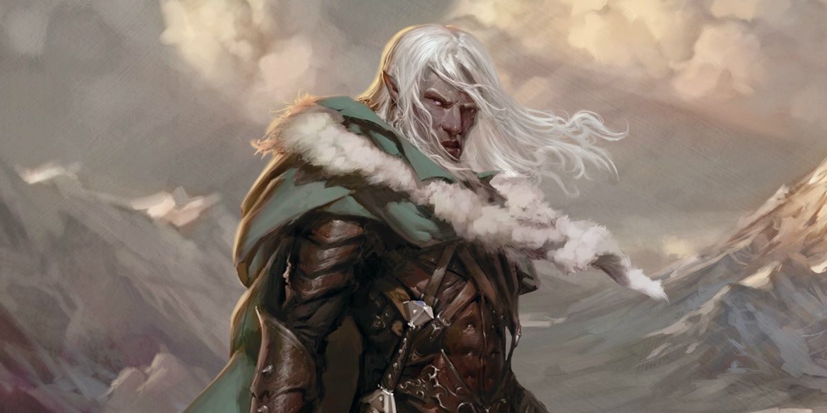 Dungeons And Dragons White Haired Elf Male In The Mountains Snow