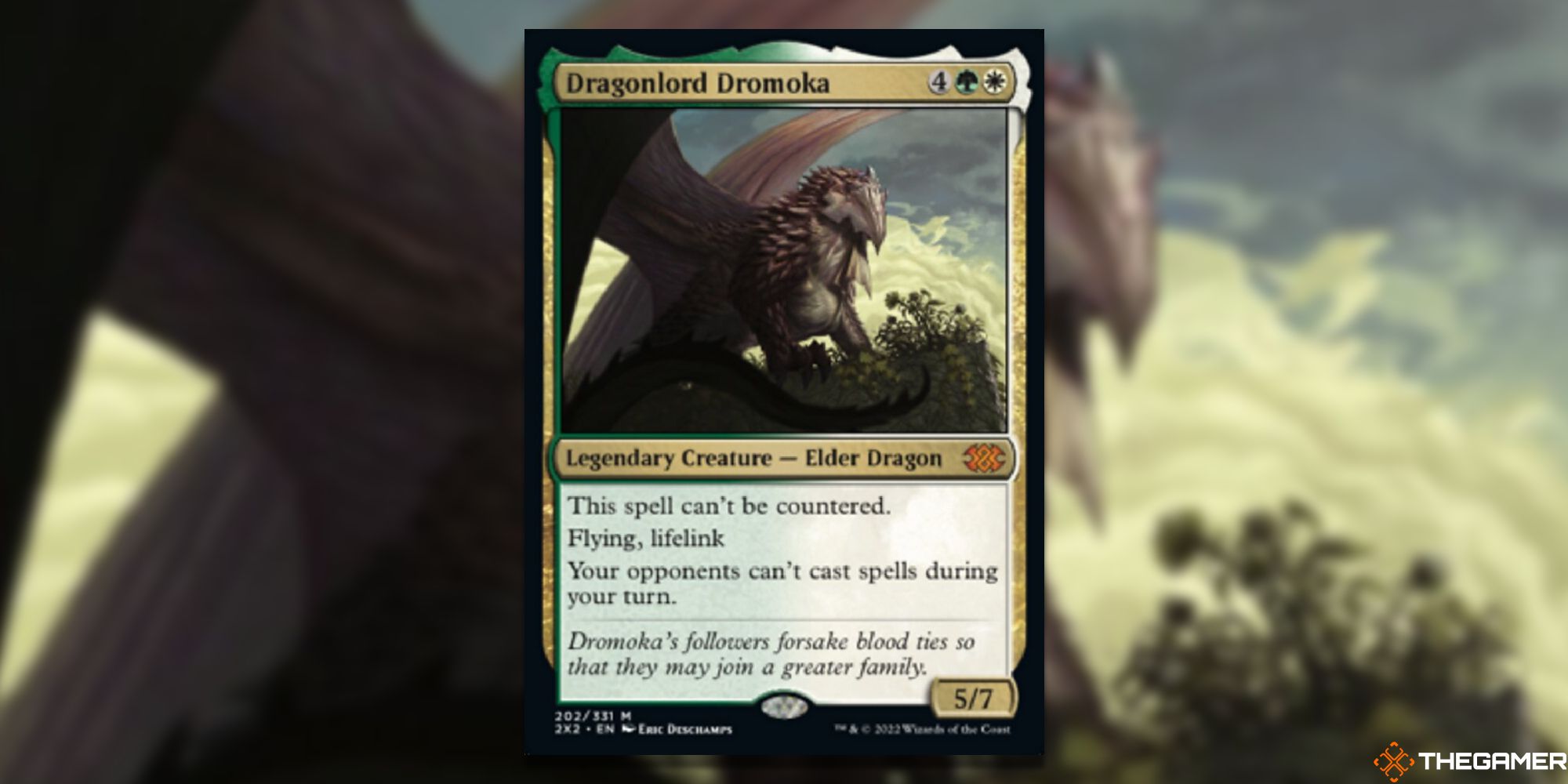 Magic: The Gathering Dragonlord Dromoka full card with background