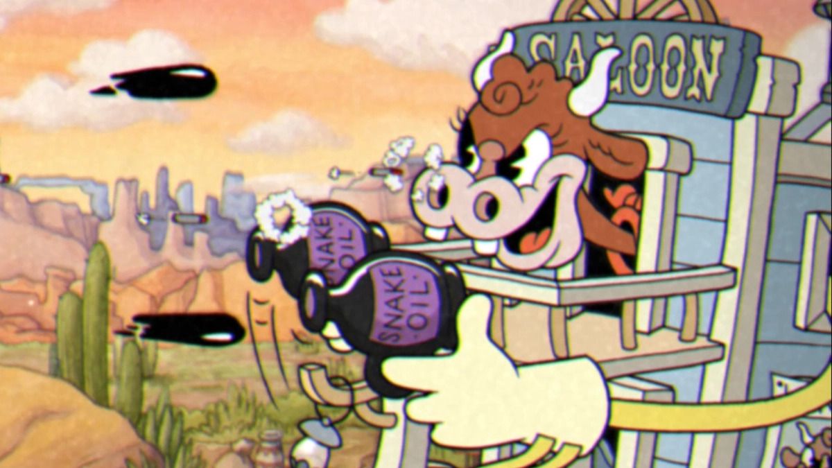 Esther Winchester fighting Cuphead