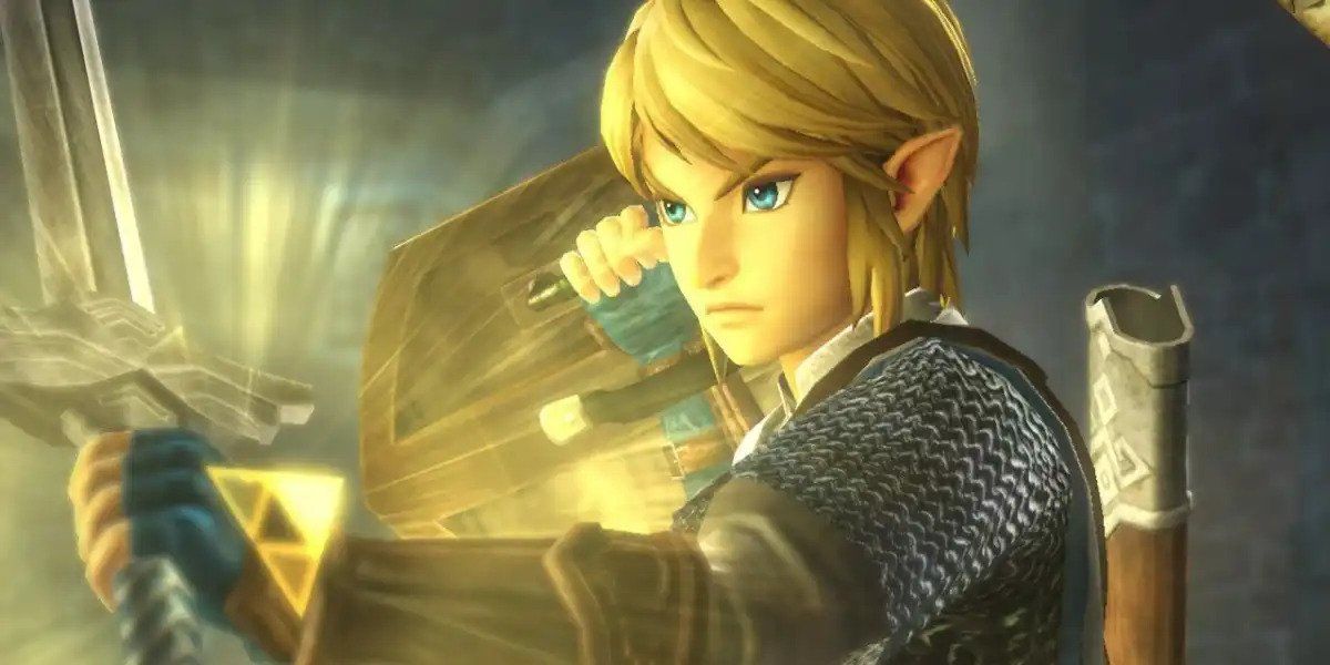 Link brandishing his sword
