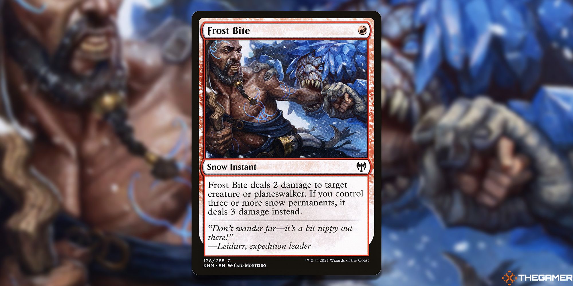 Frost Bite Magic: The Gathering Card overlaid over artwork.