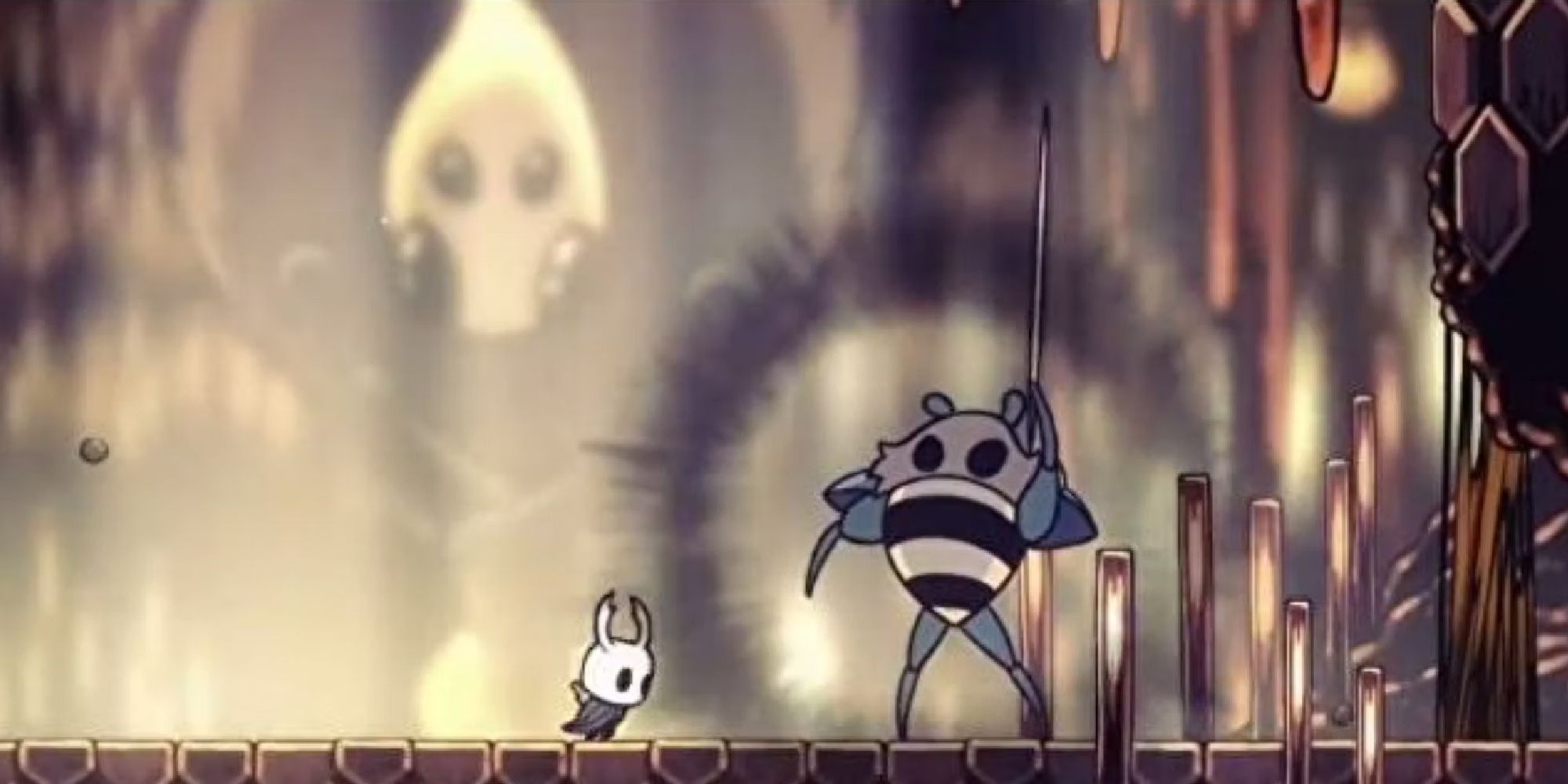 Encountering the Hive Knight in Hollow Knight