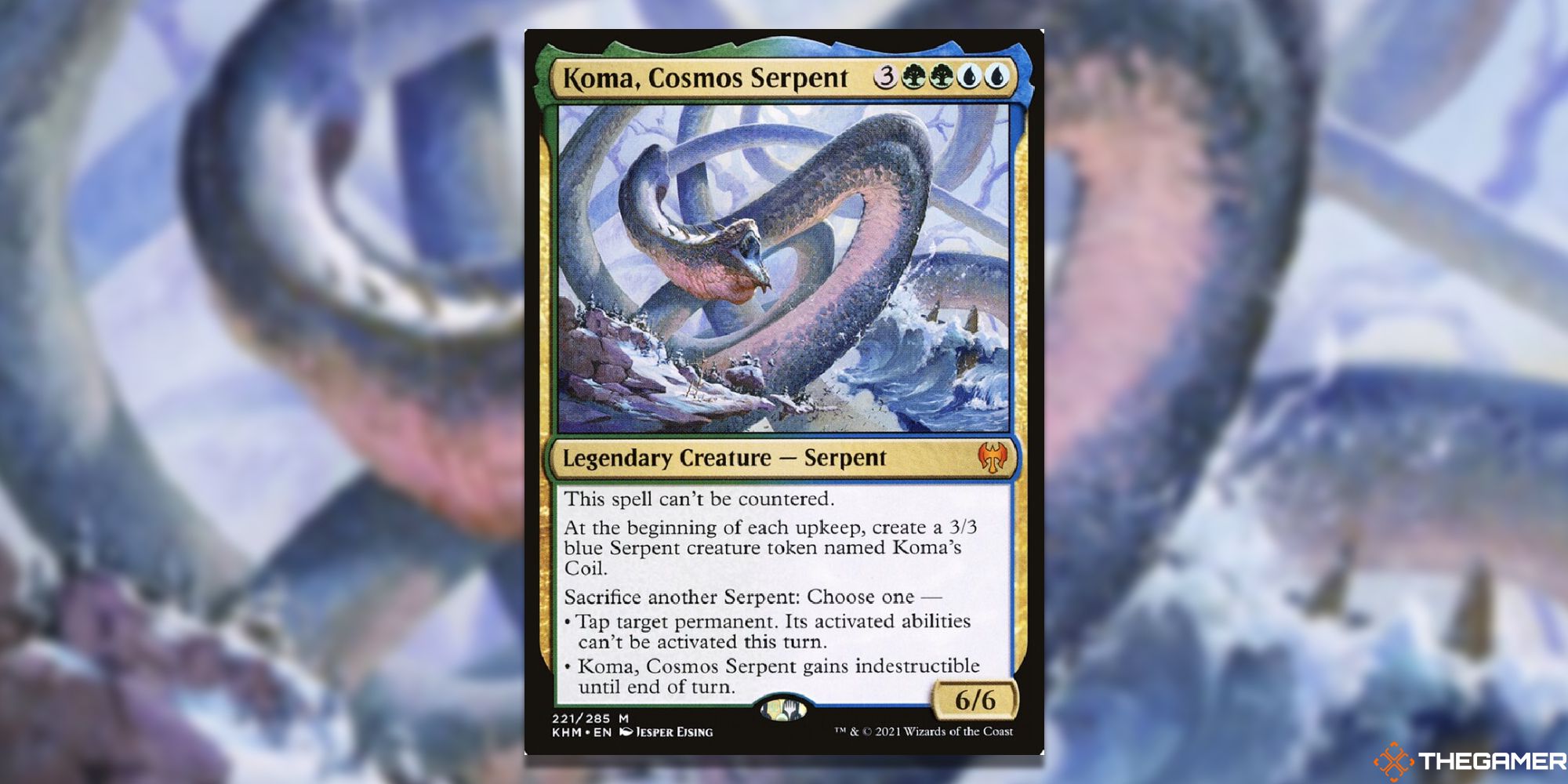 Image of the Koma, Cosmos Serpent card in Magic: The Gathering, with art by Jesper Ejsing