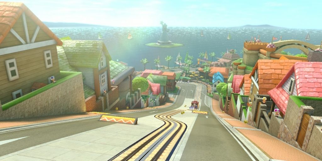 mario kart 8 toad harbor downhill trolley slope