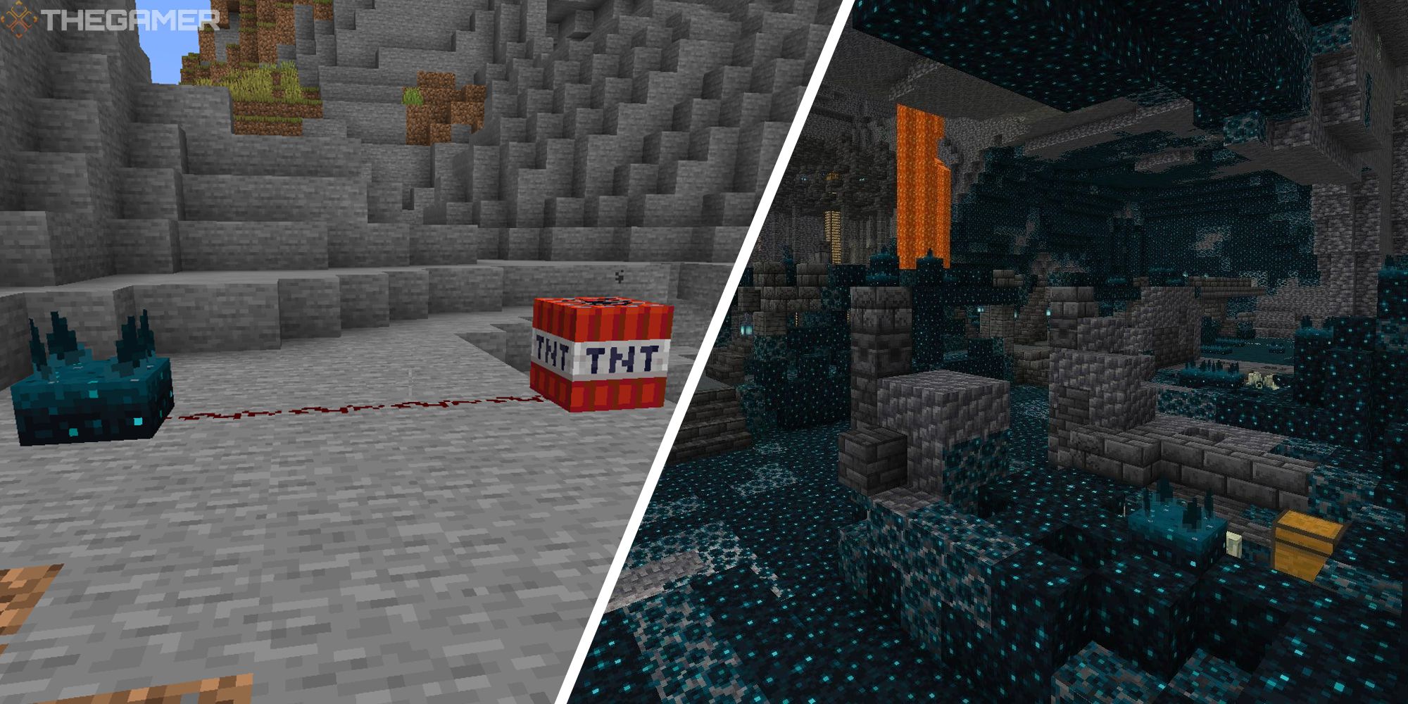 image of tnt trap next to iamge of ancient city