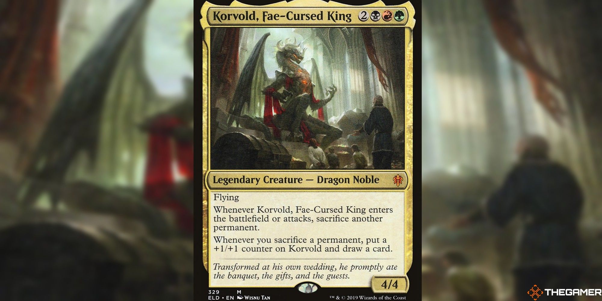 mtg korvold, fae-cursed king full card and art background