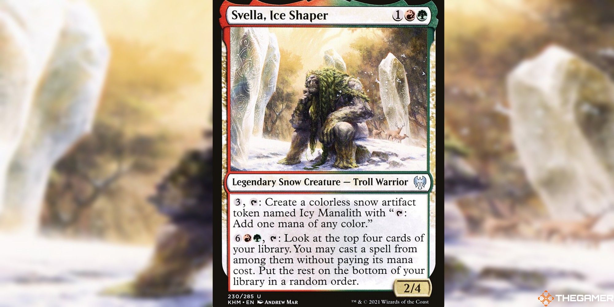 mtg svella, ice shaper full card and art background