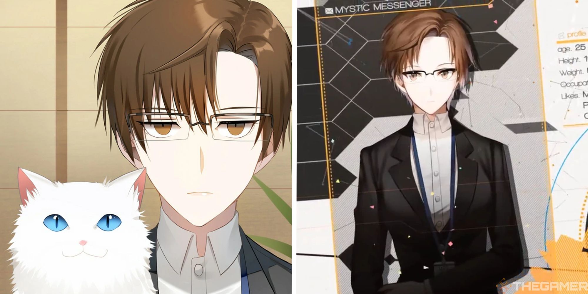 image of jaehee with cat next to iamge of informational panel for jaehee