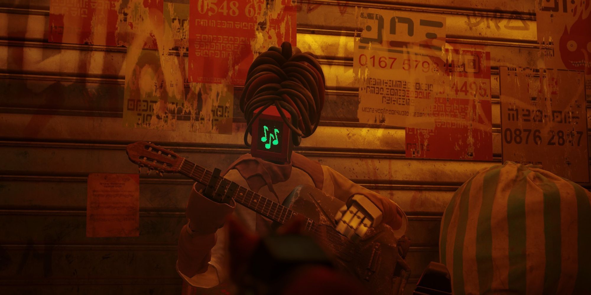 Morusque plays on his guitar in the slums