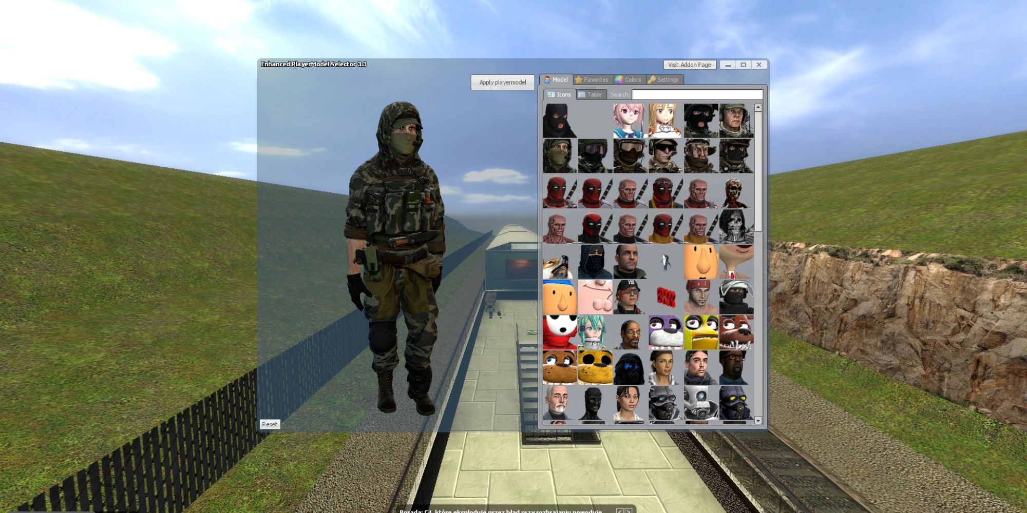 Garry's Mod Player Model Selector player selecting his desired model
