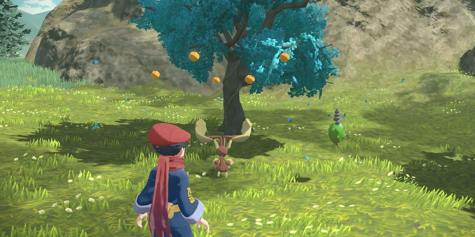 Berries falling out of a tree in Pokemon Legends Arceus
