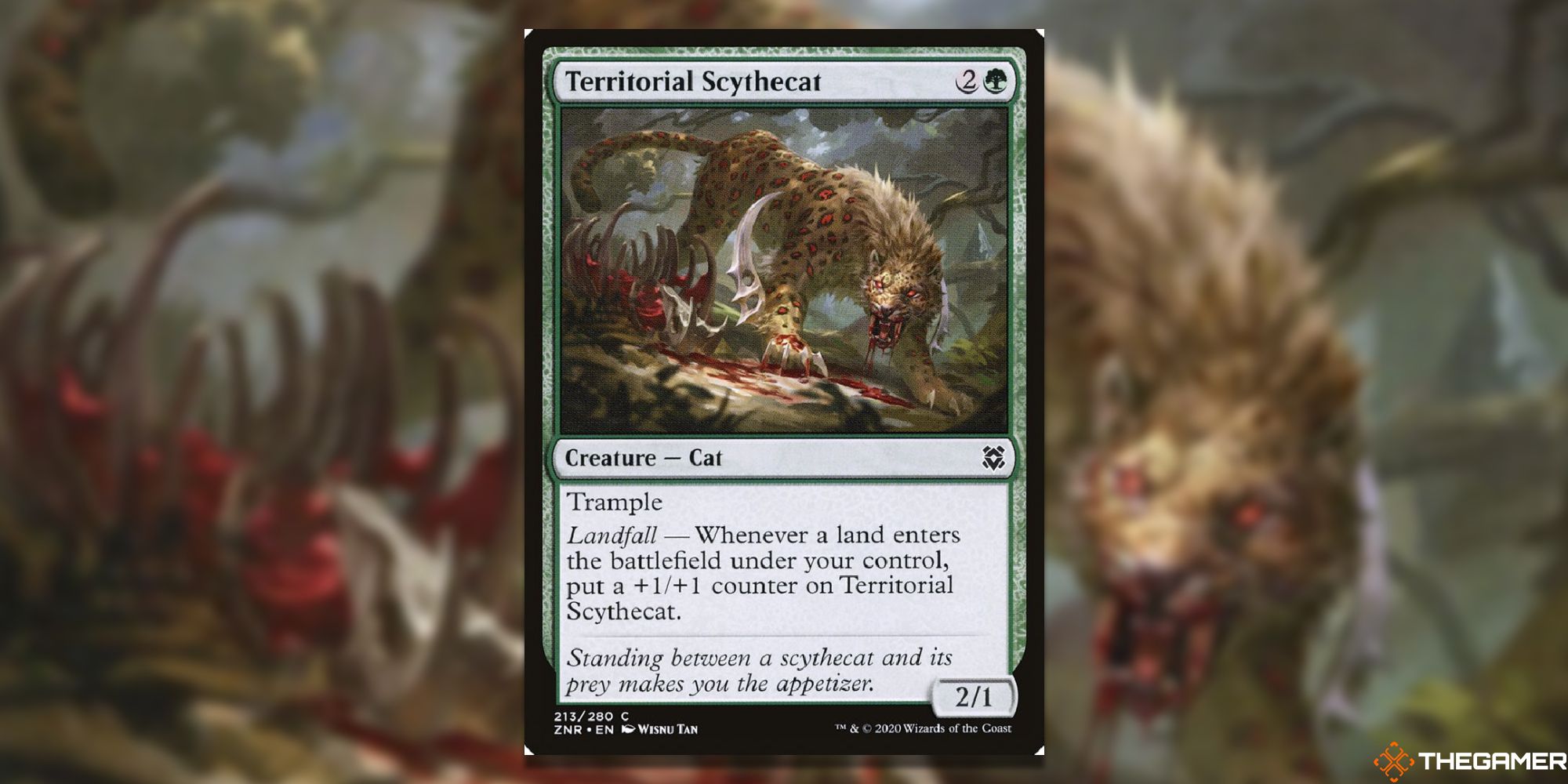 Magic: The Gathering Territorial Scythecat full card with background