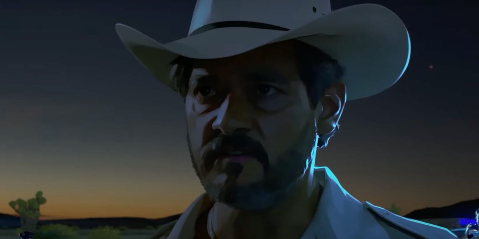 sheriff dante romero outside of the desert dream hotel in as dusk falls