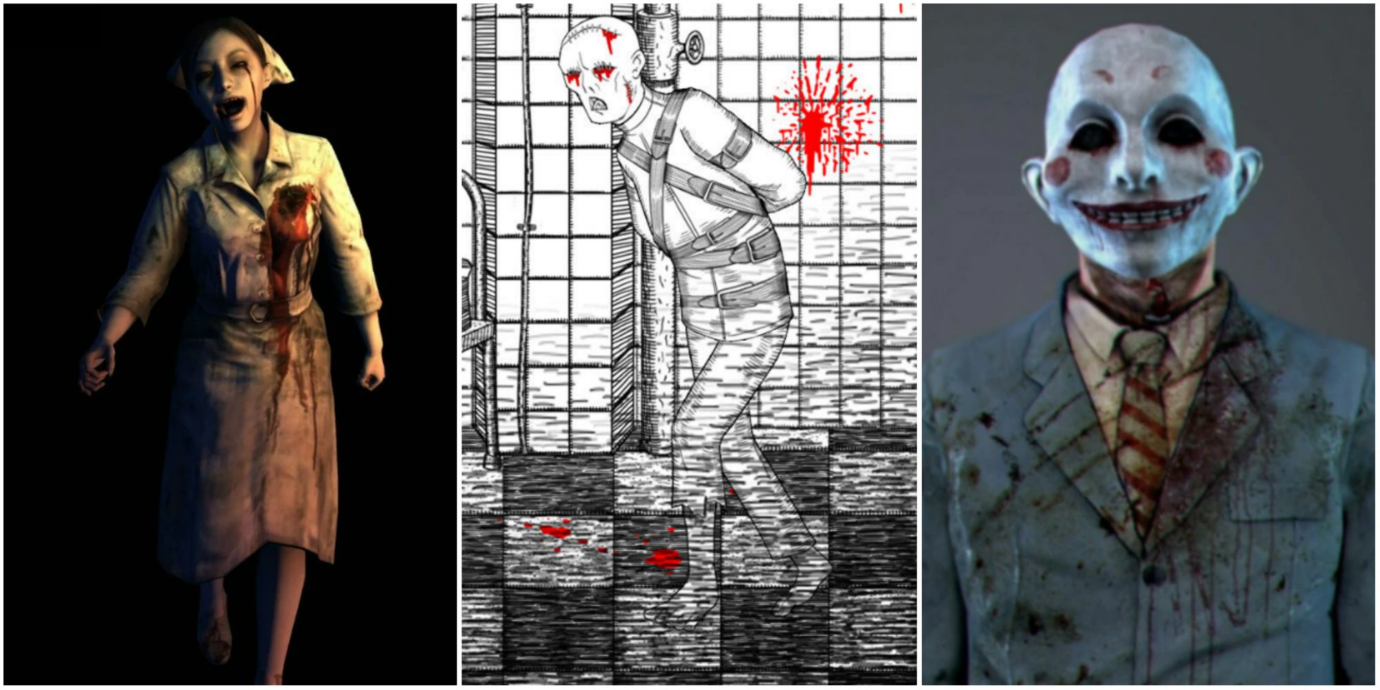 shibito creature from forbidden siren, patient creature from neverending nightmares, the haunted character from the evil within featured