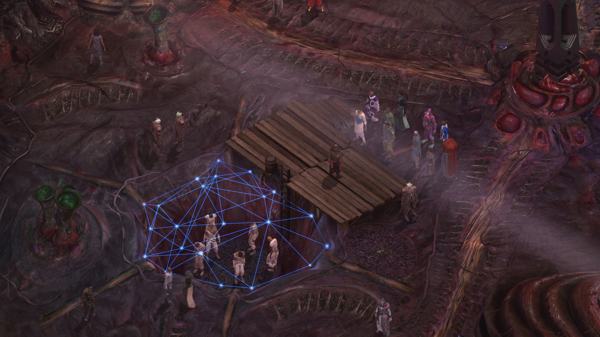 Torment Tides Of Numenera party looking at some prisoners