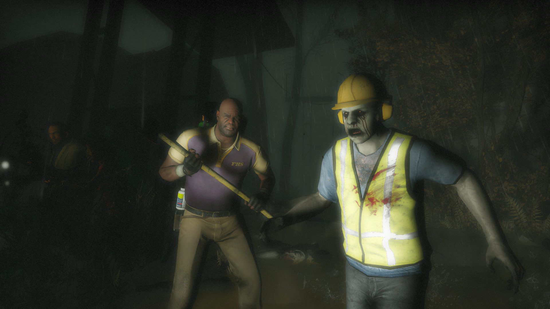 L4D2 attacking zombie with fire axe
