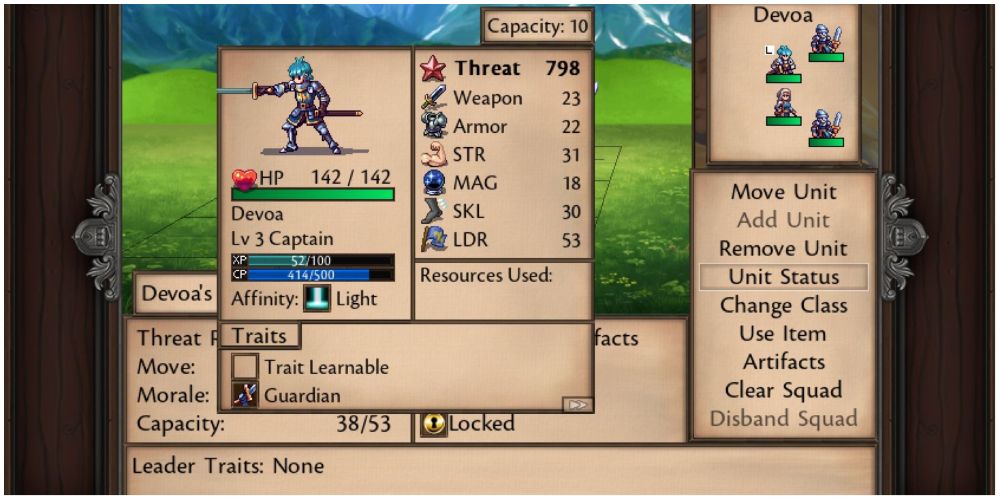 symphony of war character after initial stat bonuses