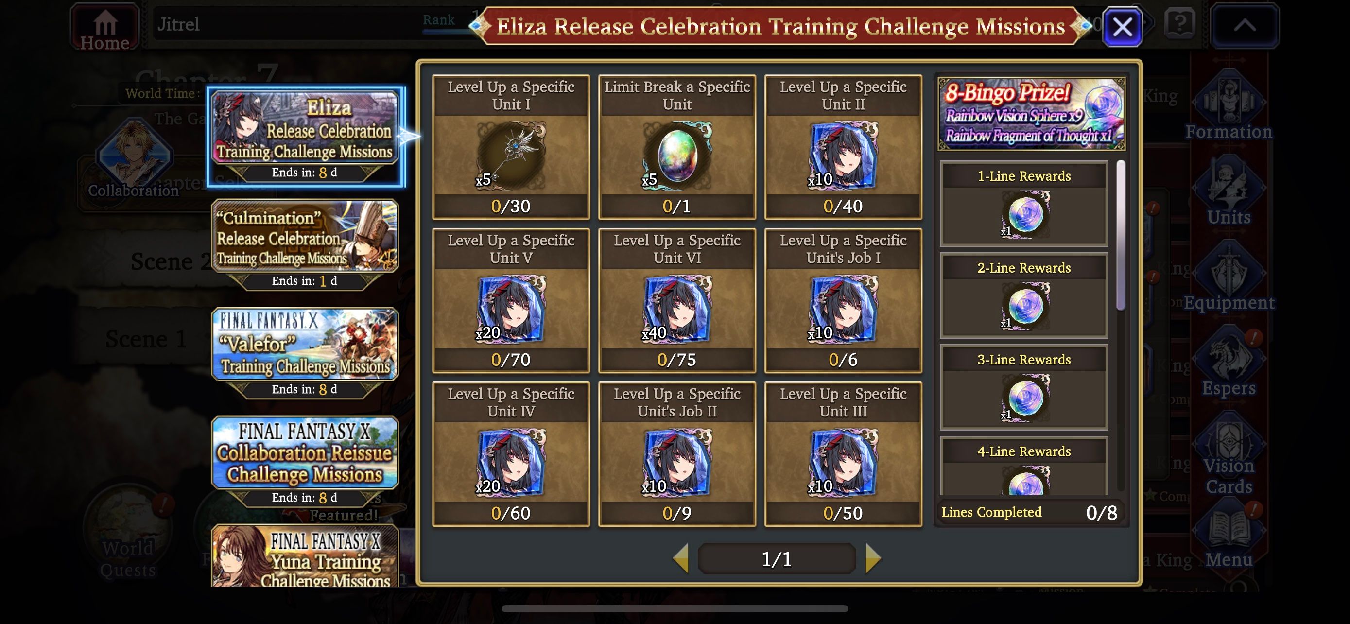 War of the Visions Final Fantasy Training Missions