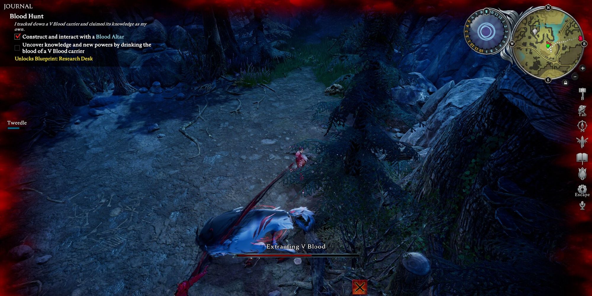player extracting blood from alpha wolf