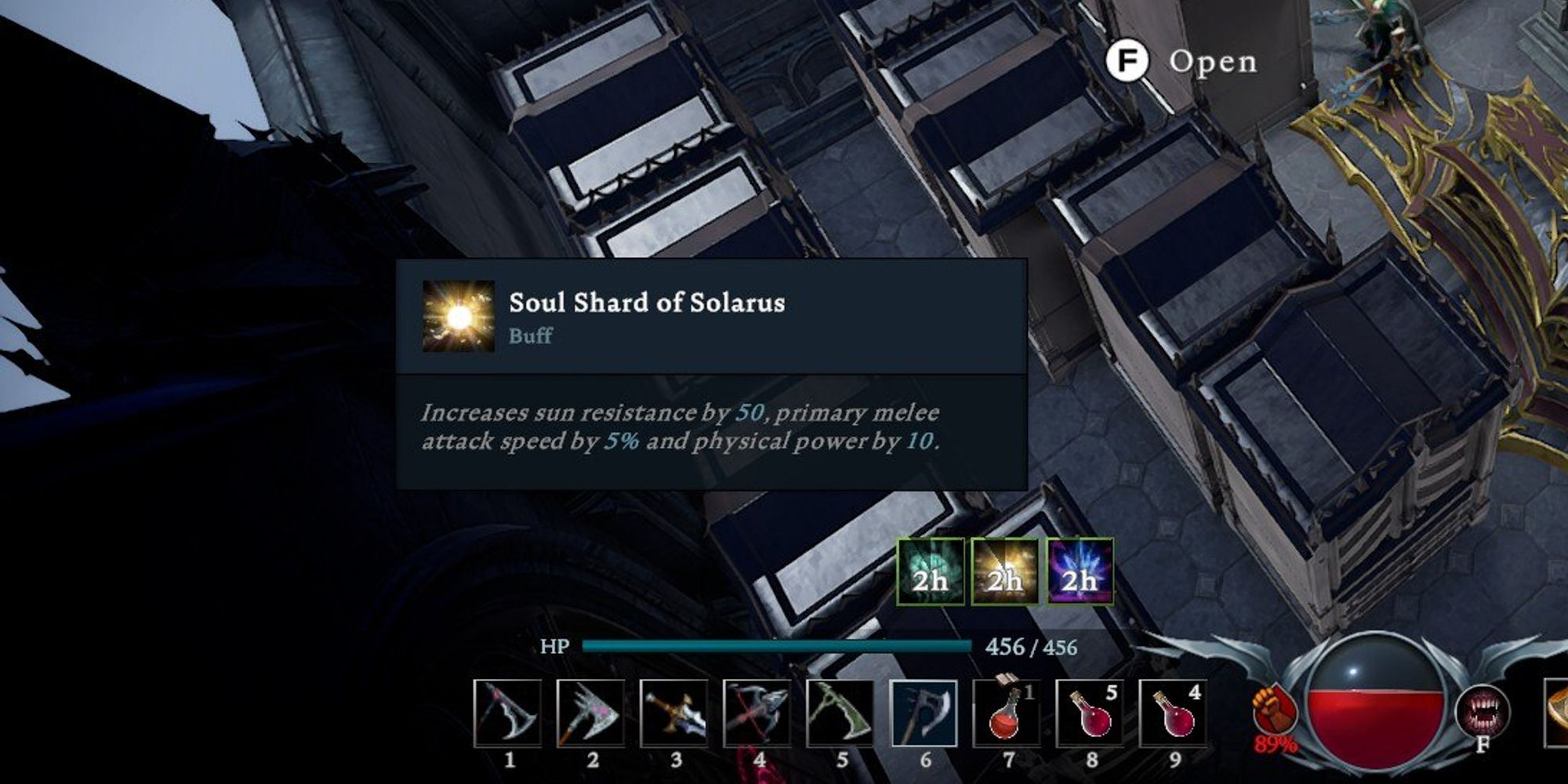 soul shard of solarus buff information panel