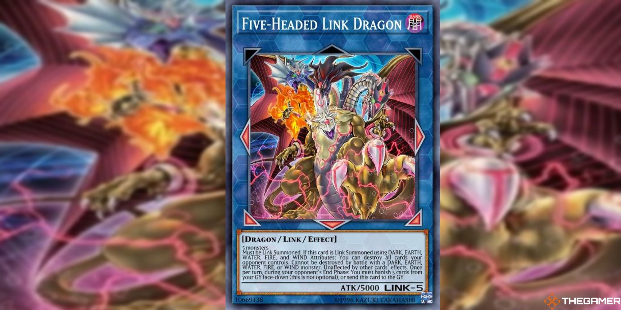 yugioh five-headed link dragon full card and art background